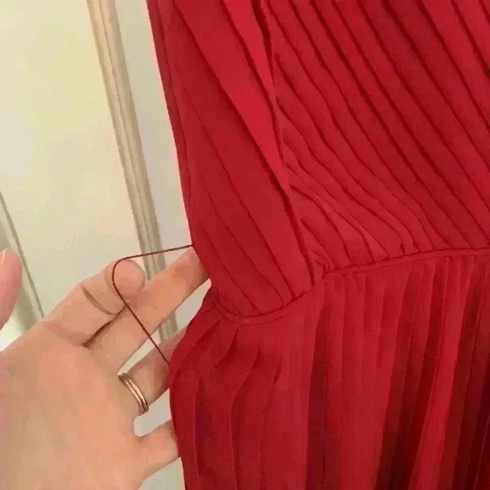 ModCloth Geode Red Pleated Dress, Womens Size XL - Picture 4 of 15